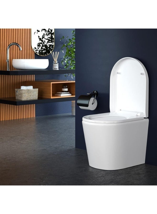 م.ا & ف'س مقعد مرحاض بإغلاق ناعم، مقاعد مرحاض بفك سريع، تثبيت علوي بسيط، مقاعد مرحاض متينة مضادة للبكتيريا بمفصلات فولاذية مقاومة للصدأ قابلة للتعديل، غطاء مرحاض أبيض على شكل حرف D/U - Image 5